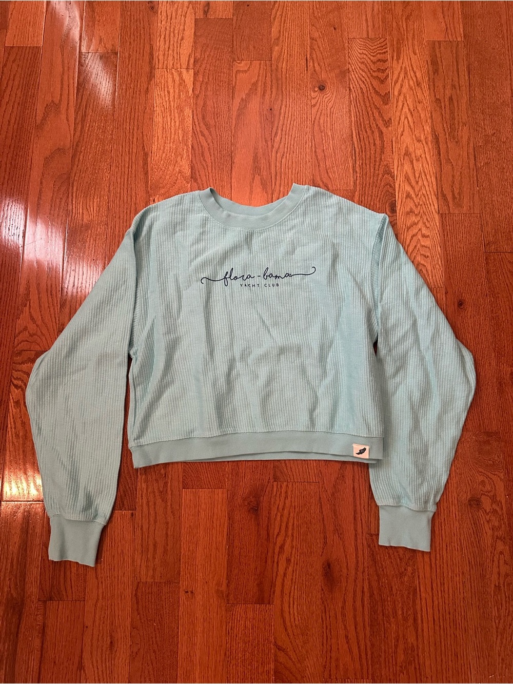 Flora-Bama Yacht Club light blue cropped ribbed sweatshirt in excellent conditio